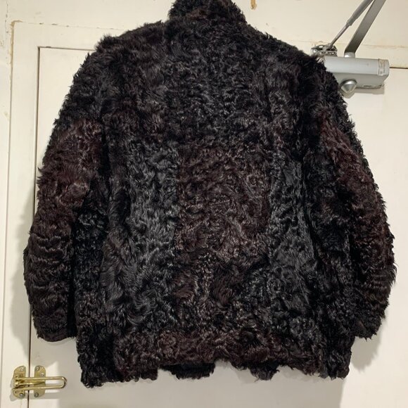 VINTAGE OPEN FRONT PERSIAN LAMB CURLY FUR COATS SIZE S - Picture 4 of 9